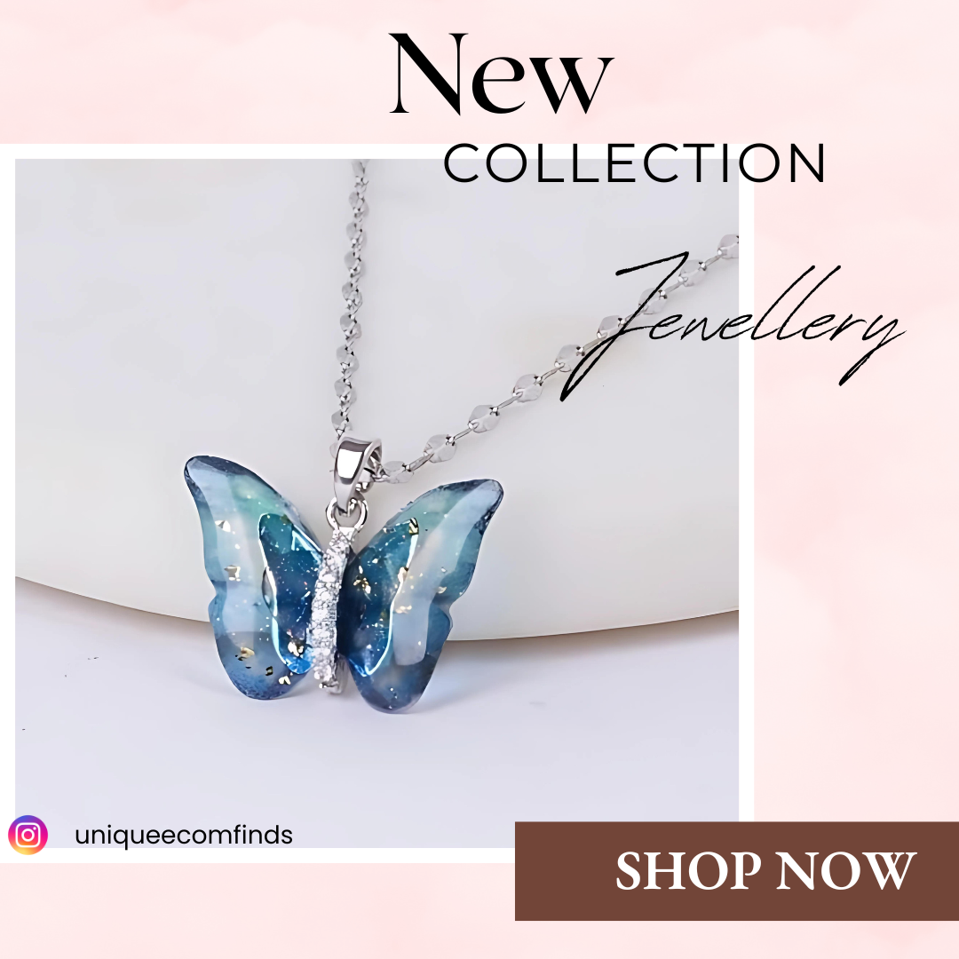 Latest Stylish Vibrant Blue Winged Butterfly Beauty Pendant Necklace for Women & Girls