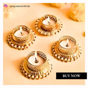 Set of 4 Peacock Designer Tealight Candle Holders for Side or Center Table Dining Room Christmas Lighting Home Decoration Diwali Gifts Navratri Dussehra Diya for Home Decoration