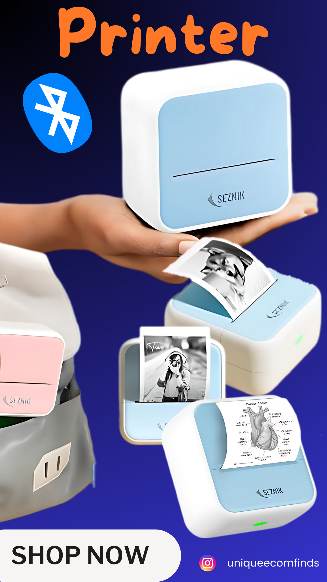 Mini Bluetooth Thermal Printer, Portable Label Printer, Inkfree Printer for Android & iOS