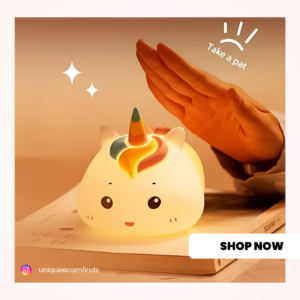 VODIQ Rechargeable Cute Silicone Unicorn Night Lamp for Kids – USB Color Changing LED Light with Touch Sensor Control, Star Lamp for Bedroom, Baby Gifts, Perfect for Children’s Night Light