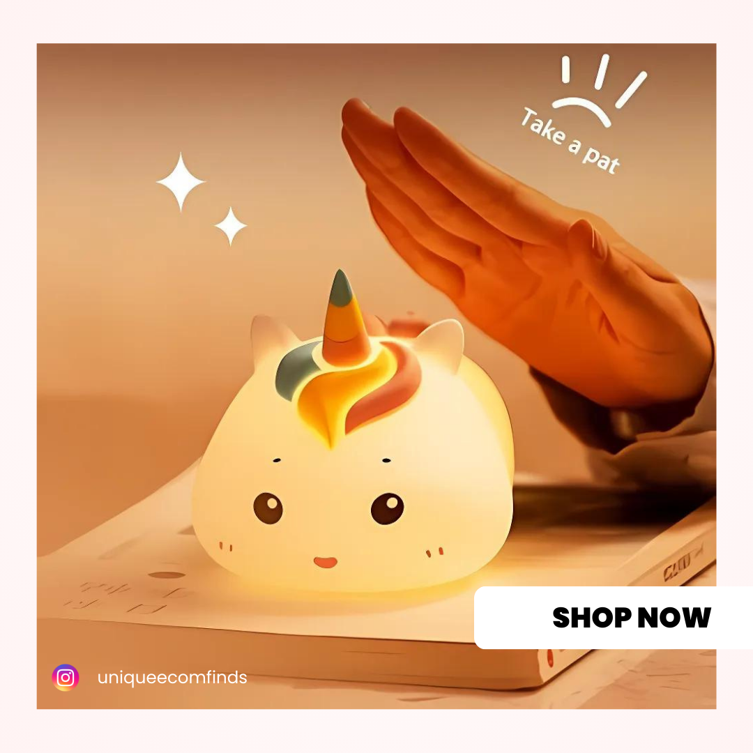 VODIQ Rechargeable Cute Silicone Unicorn Night Lamp for Kids – USB Color Changing LED Light with Touch Sensor Control, Star Lamp for Bedroom, Baby Gifts, Perfect for Children’s Night Light