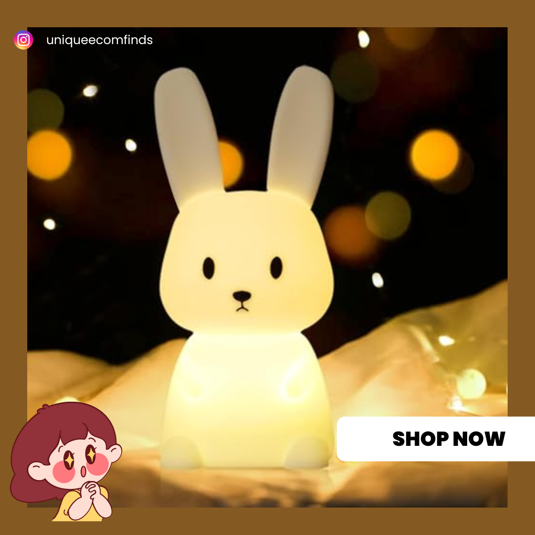 Bunny Night Light For Kids, Cute Animal Night Lamp For Nursery,Kawaii Squishy Silicone Bunny Touch Lights,Portable With Usb Rechargeable, Gifts For Baby Girls And Boys