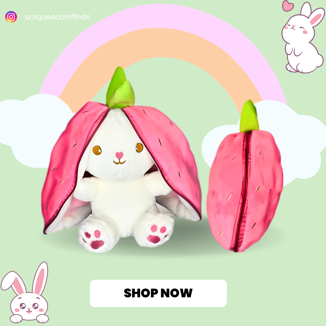 Fruit Bunny Soft Toys|Reversible Stuffed Rabbit Plush Toys with Zipper