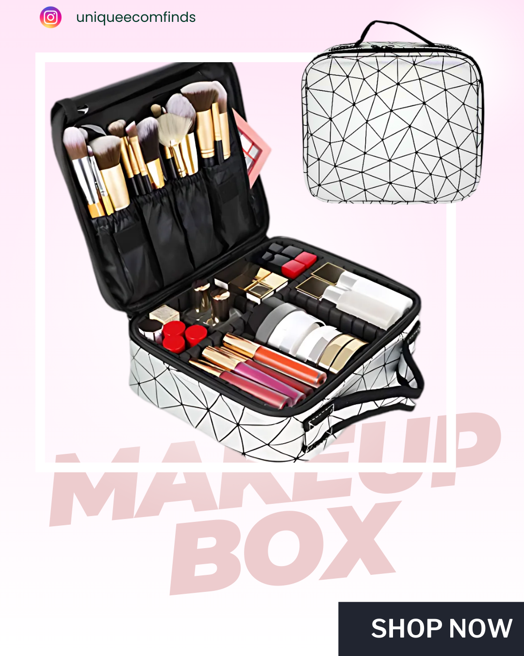 Makeup Box/Cosmetic Storage Case With Adjustable Compartment