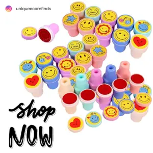 Toyshine 30 pcs Emoji Stamps for Children Self-Inking Stamp