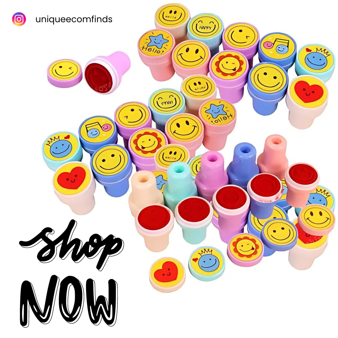 Toyshine 30 pcs Emoji Stamps for Children Self-Inking Stamp